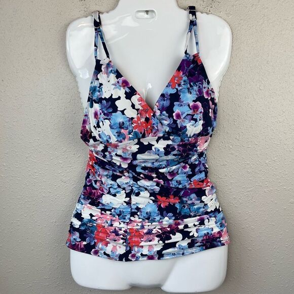 NWT Calvin Klein Floral Tankini Top Size L - Picture 1 of 5